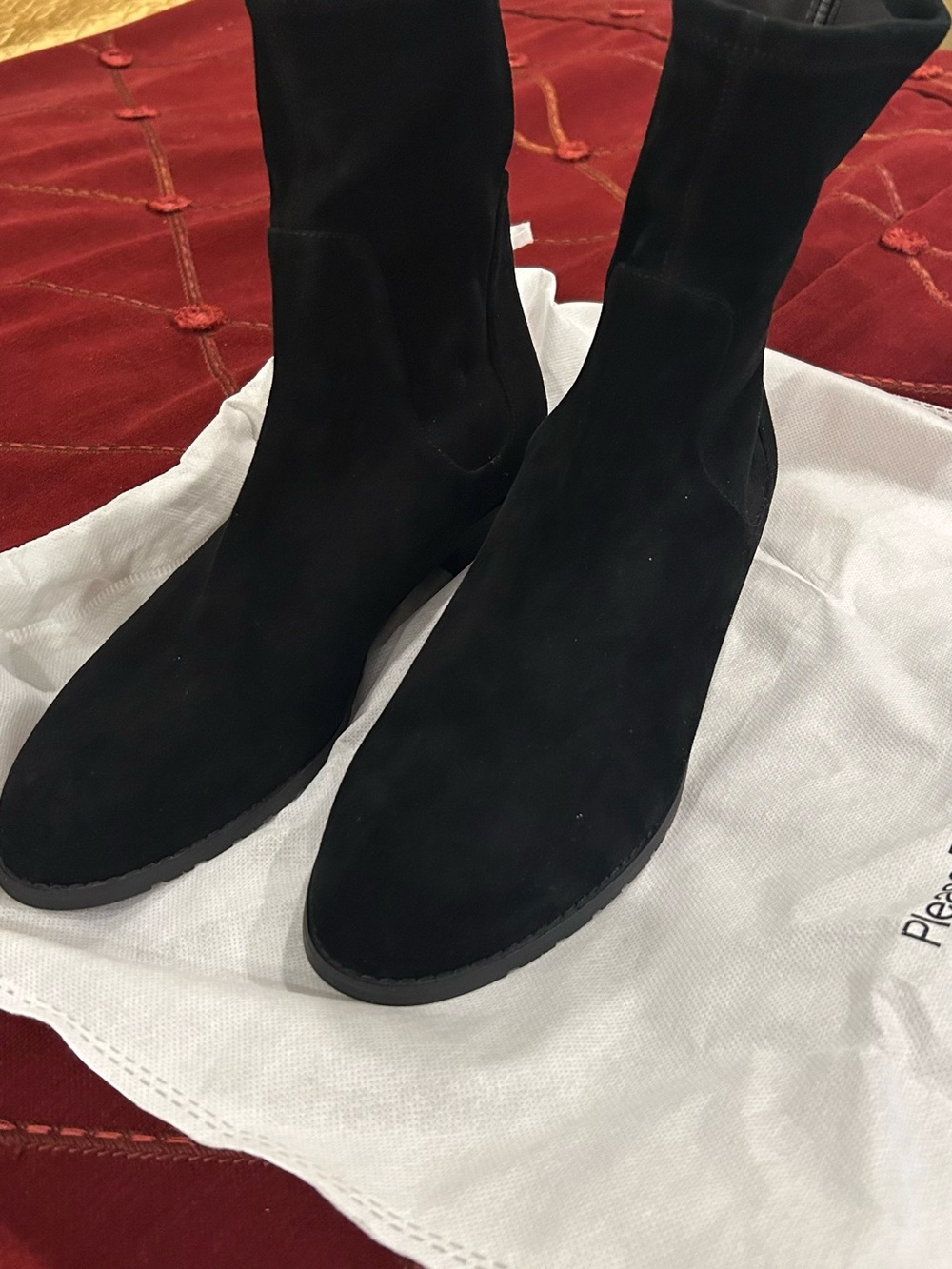 Black Suede Stuart Weitzman Sock Boots Booties. Size 10.5